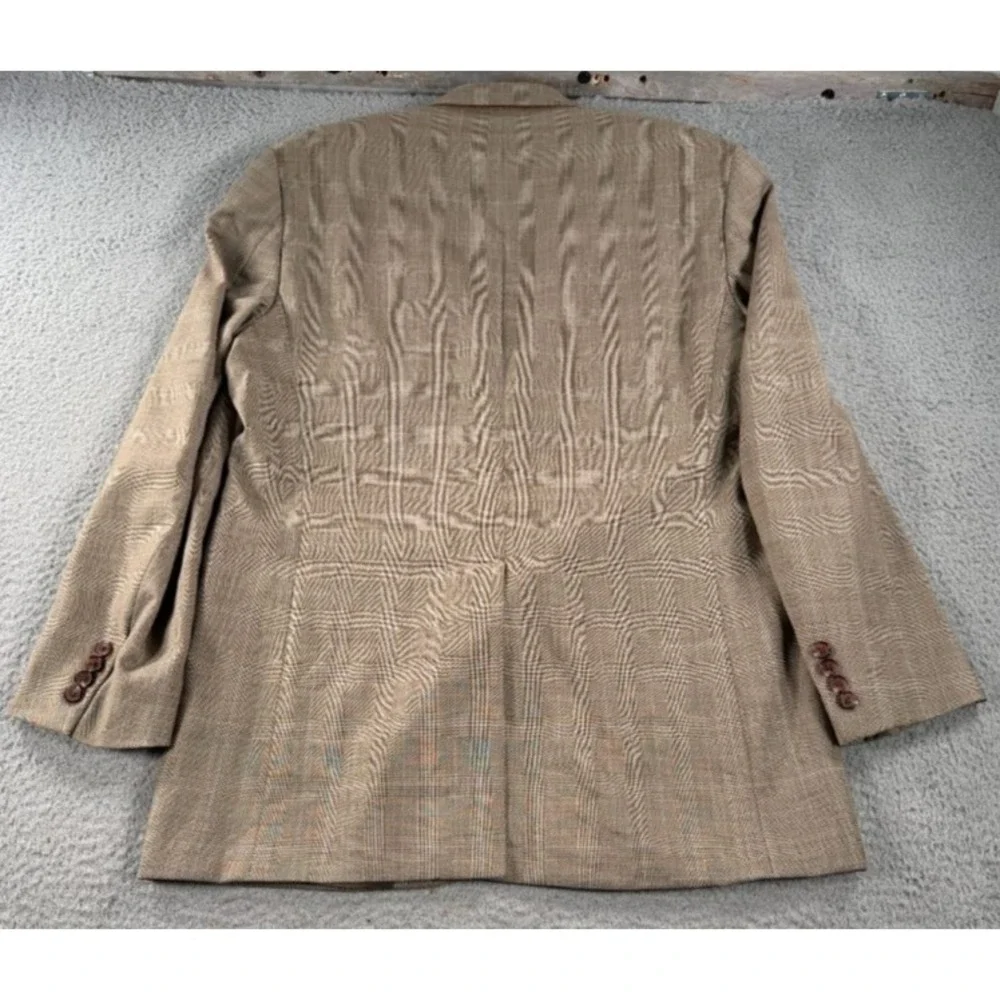 Lauren Ralph Lauren Blazer Mens 42L Tan Glen Plaid Wool 2 Button Sport Coat